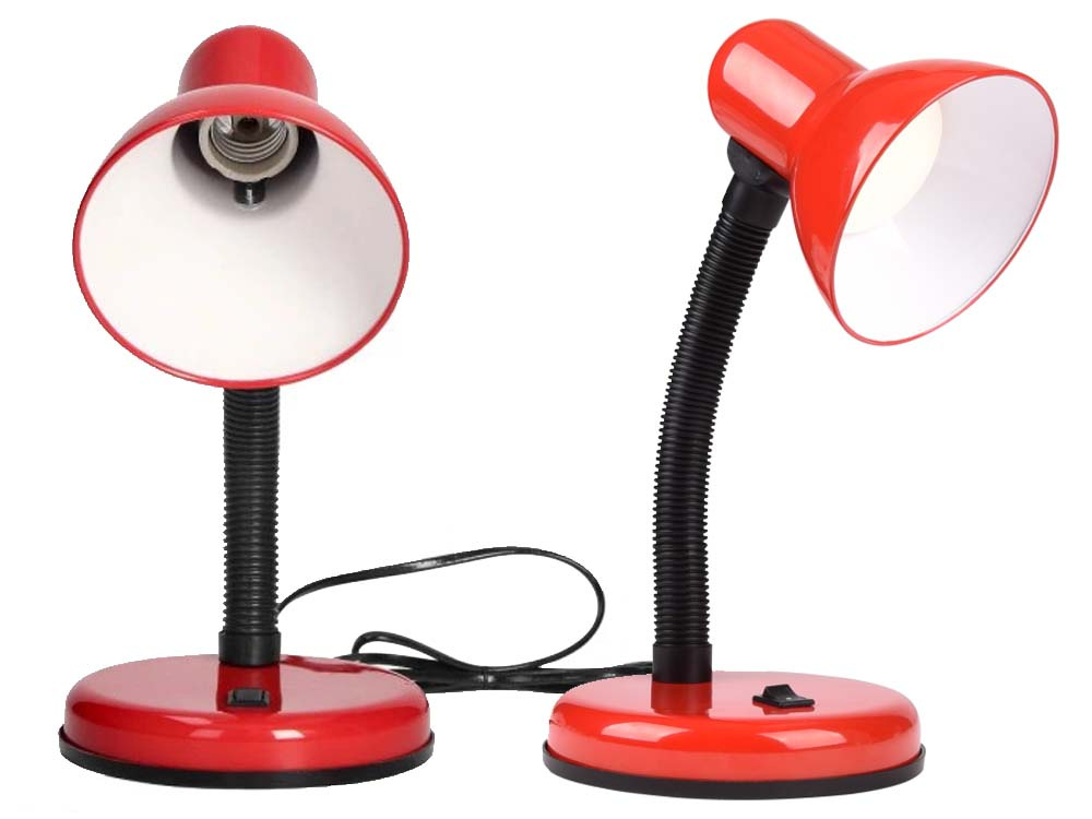Adjustable School Desk Lamp with Flexible Arm, Night Light, Red (2)