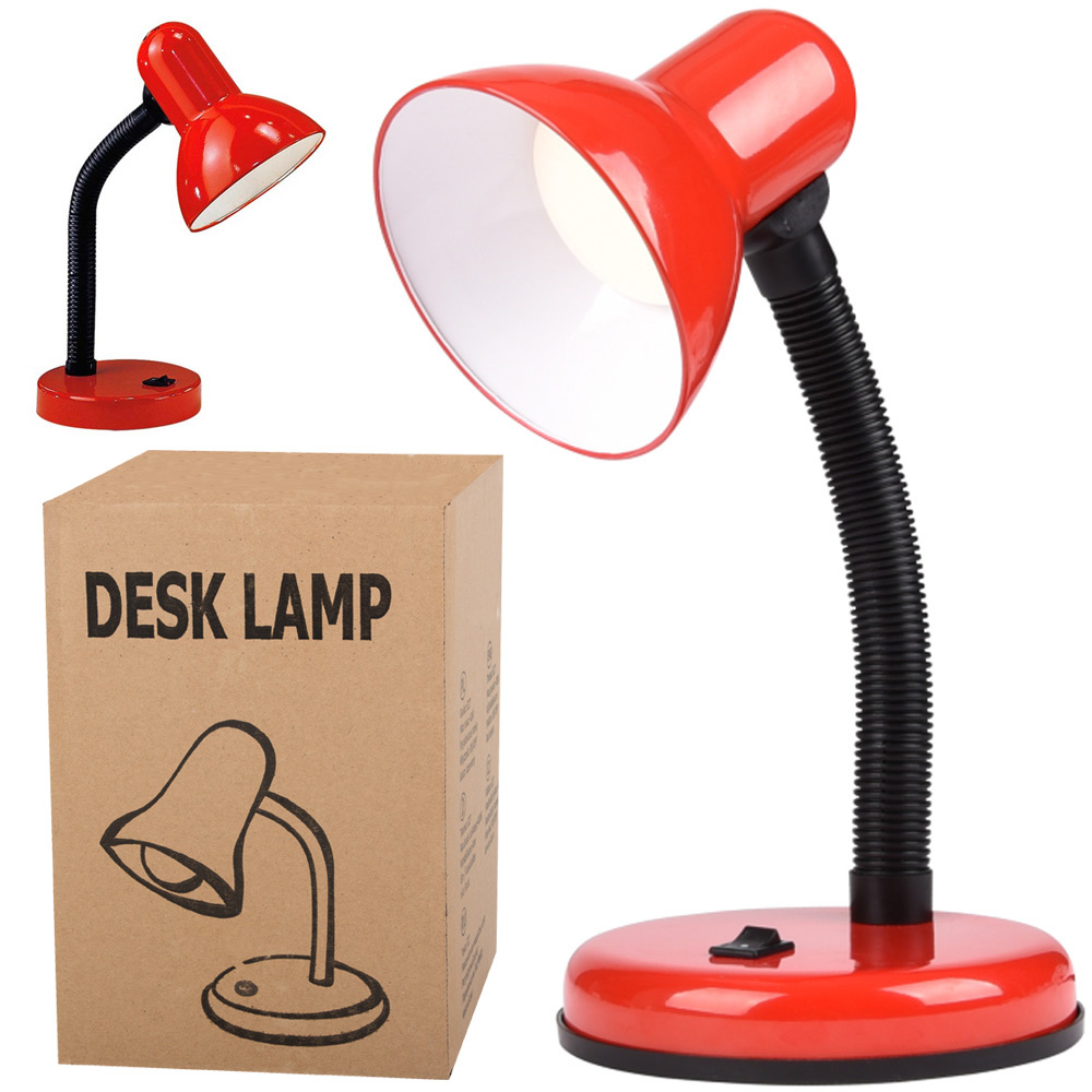 Adjustable School Desk Lamp with Flexible Arm, Night Light, Red (3)