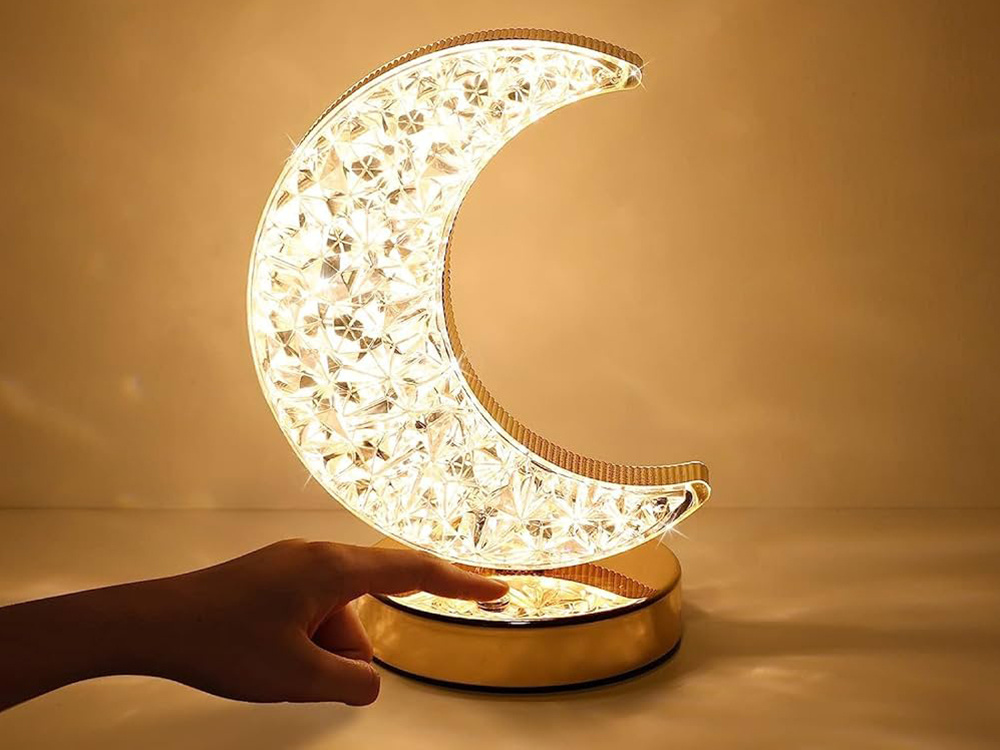 Moon-Shaped LED RGB Crystal Table Night Lamp with USB Charging (0)