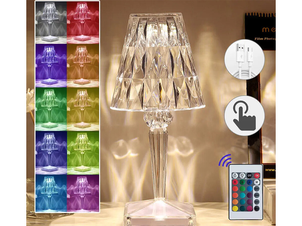 LED RGB Crystal Table Night Lamp with USB and Remote Control (0)