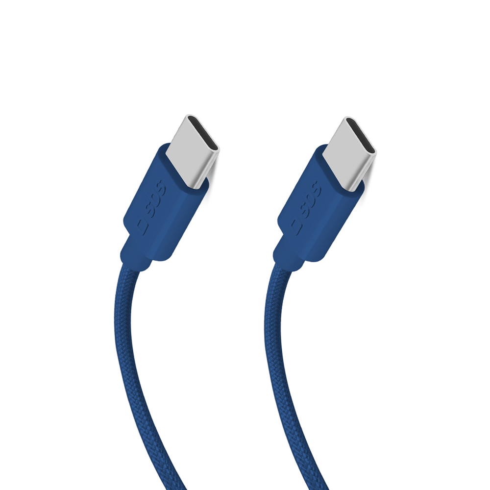 Fabric cable with USB-C USB-C 1.5m 60W Blue