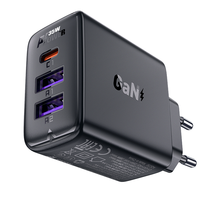 Acefast A57 PD 35W GaN charger 2 x USB-A + USB-C with 3 ports - black (0)