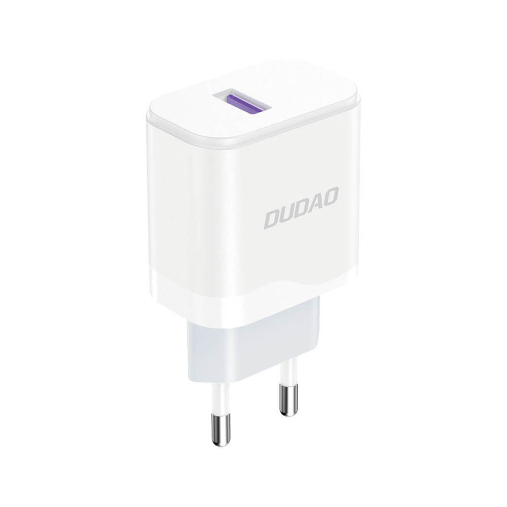 Dudao A20EU USB-A 18W wall charger - white + USB-A - USB-C cable (0)