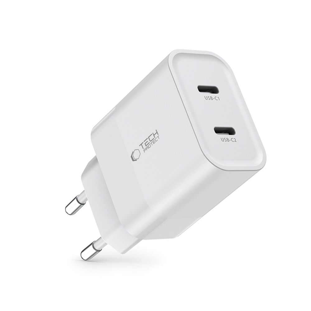 Tech-Protect C20W charger 2x USB-C PD 20W - white (0)