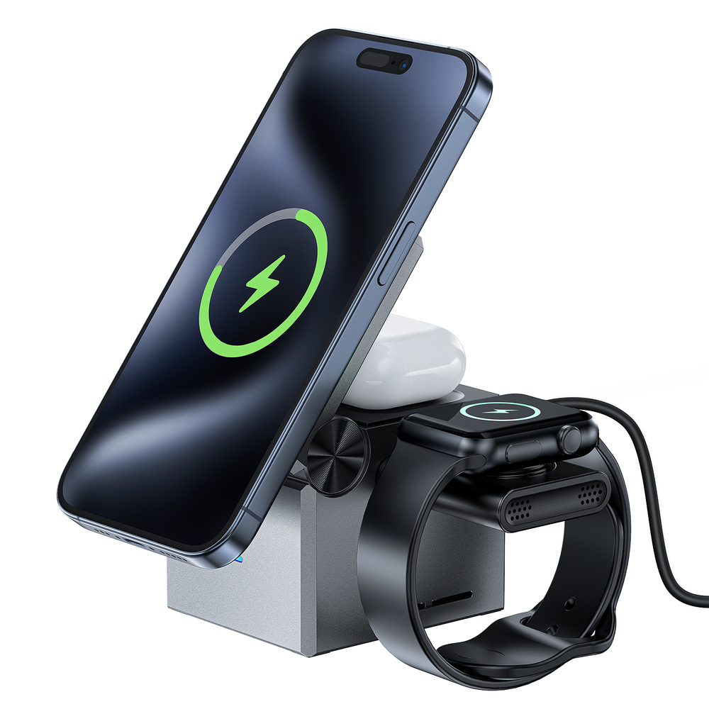 3-in-1 Wireless Charger Acefast E18 Rubik's Cube Black (1)