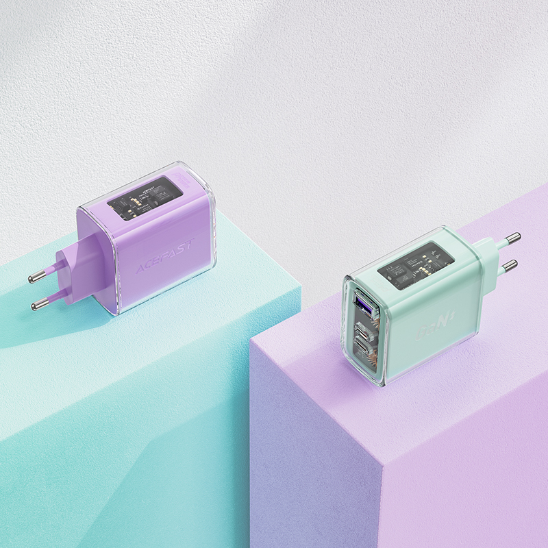 Acefast charger GaN 65W 3 ports (1xUSB, 2xUSB C) gray (A45) (0)
