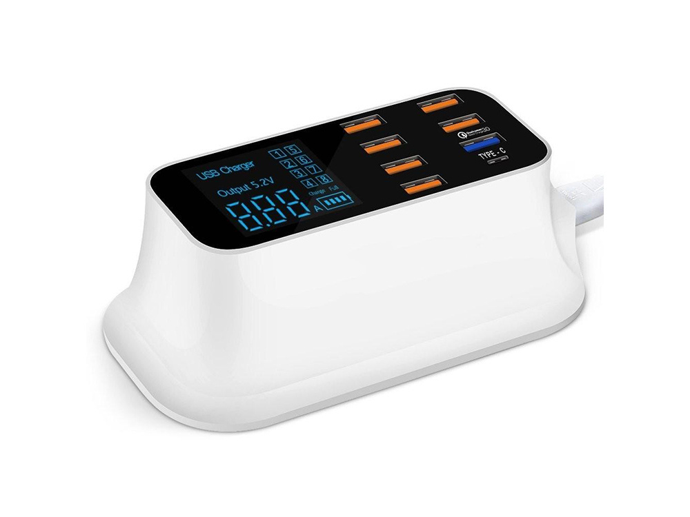 8-Port USB Fast Charging Station with QC 3.0 and USB-C, 40W, white (2)