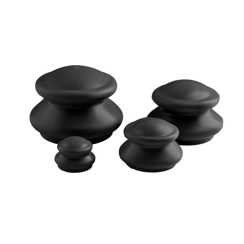 4FIZJO Acupuncture Vacuum Massage Cupping Bubbles Jars Cups, 4 pcs., Black (3)