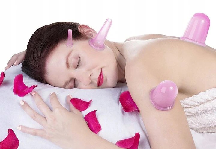 Silicone Vacuum Suction Body Face Massage Cups 4 pcs + Manual Anti Cellulite Massage Roller, Different Colors (0)