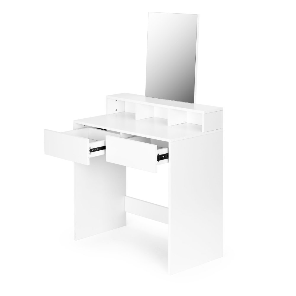 Modern Makeup Vanity Table with Large Mirror and Drawers ModernHome, White (2)