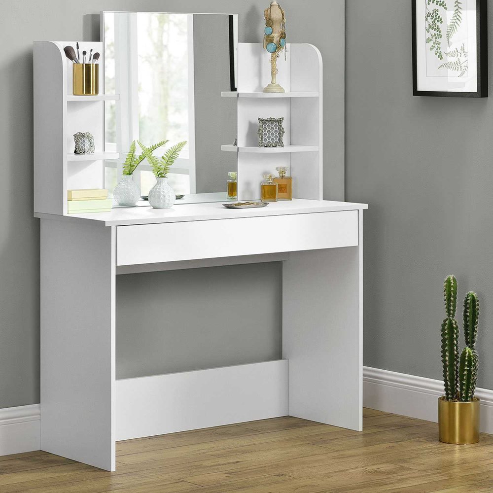 Modern Vanity Table with Large Mirror and Shelves ModernHome (0)