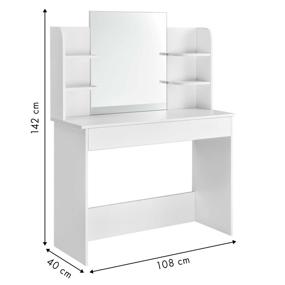 Modern Vanity Table with Large Mirror and Shelves ModernHome (3)