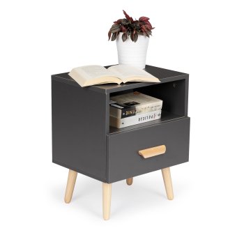 ModernHome Nightstand with Drawer Bedside Table, Grey