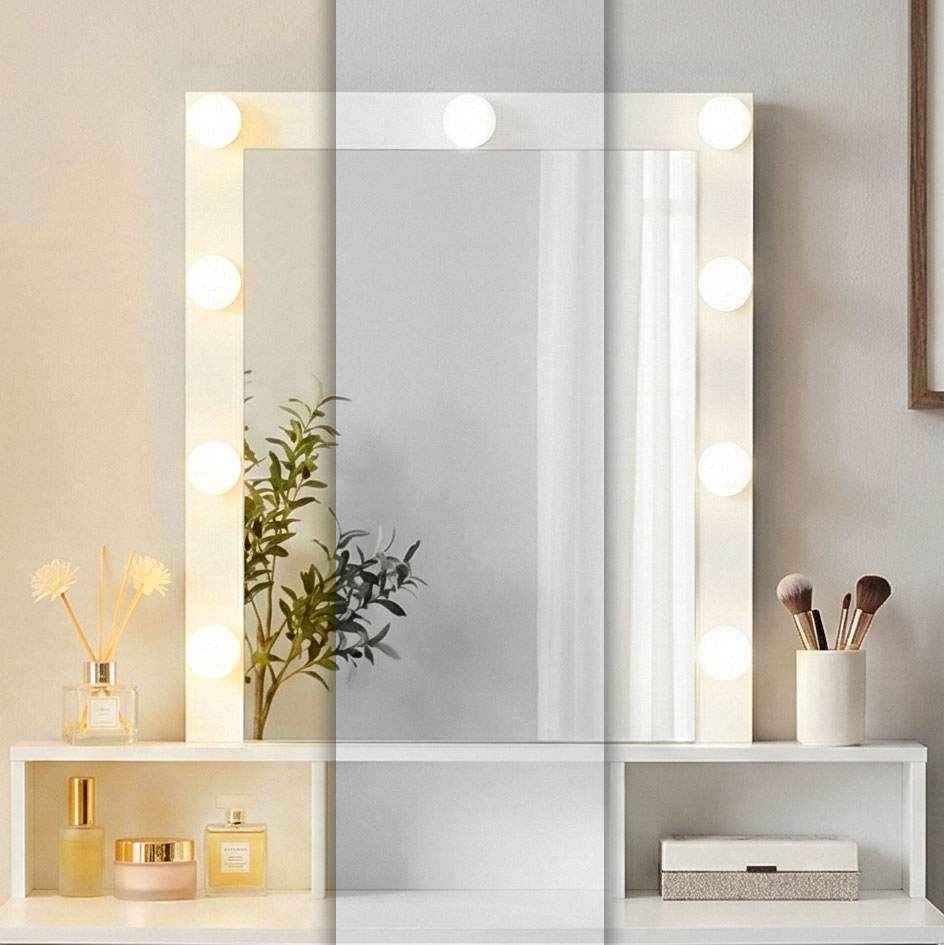 Makeup Vanity with LED Mirror and Lights ModernHome, 3 Color Modes, Adjustable Brightness (1)