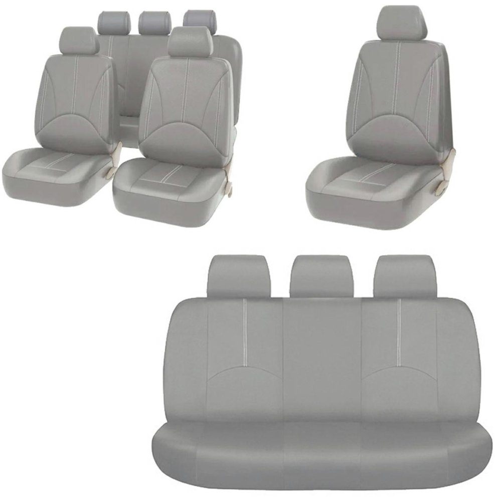 Universal Eco-Leather Car Seat Covers, Grey (3)