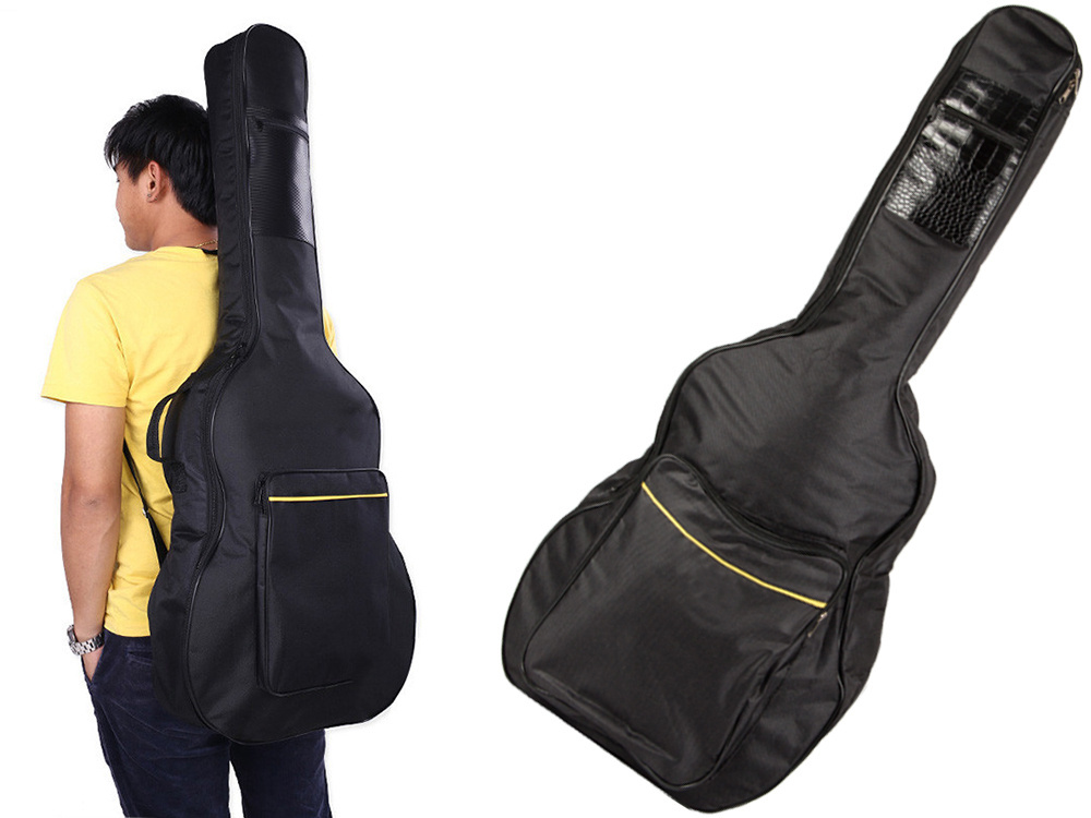 Classical Acoustic Guitar Case with Pockets and Adjustable Straps, Black (0)