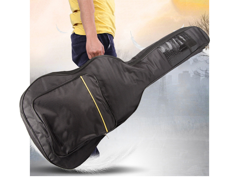 Classical Acoustic Guitar Case with Pockets and Adjustable Straps, Black (2)