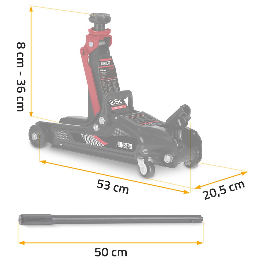 Humberg HM-380 Low Profile Hydraulic Trolley Jack 2.5 Ton (3)