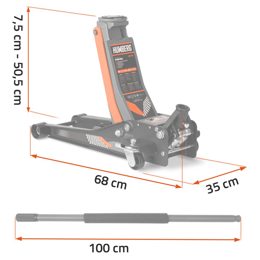 Humberg HM-381 Low Profile Hydraulic Trolley Jack 3 Ton (2)