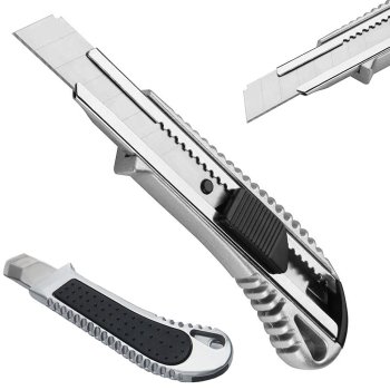 Universal metal utility knife for wallpaper, 18mm snap-off blade