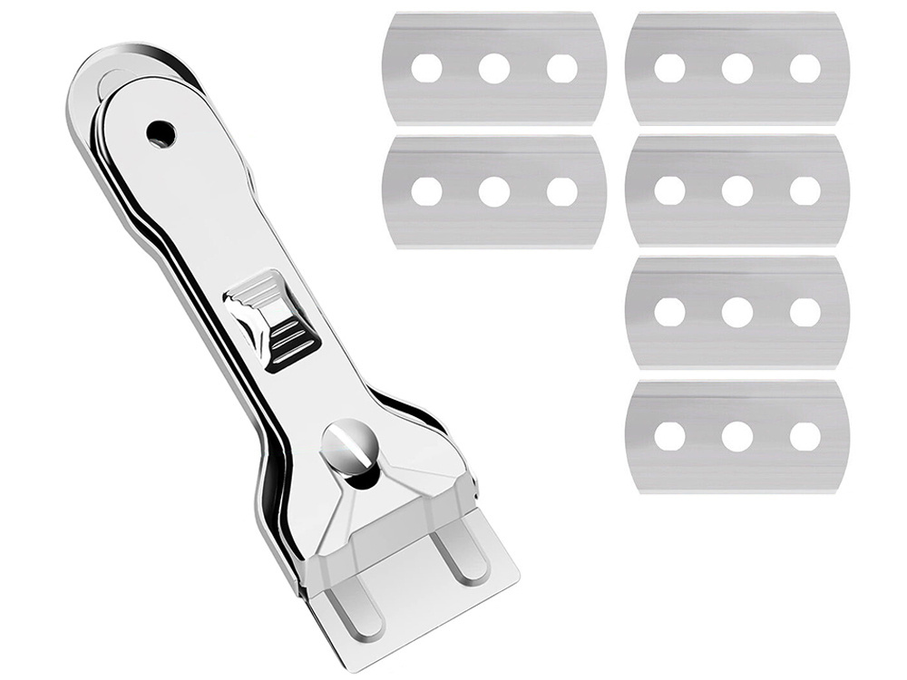 Scraper for induction and ceramic cooktops with 6 replacement blades, black (1)