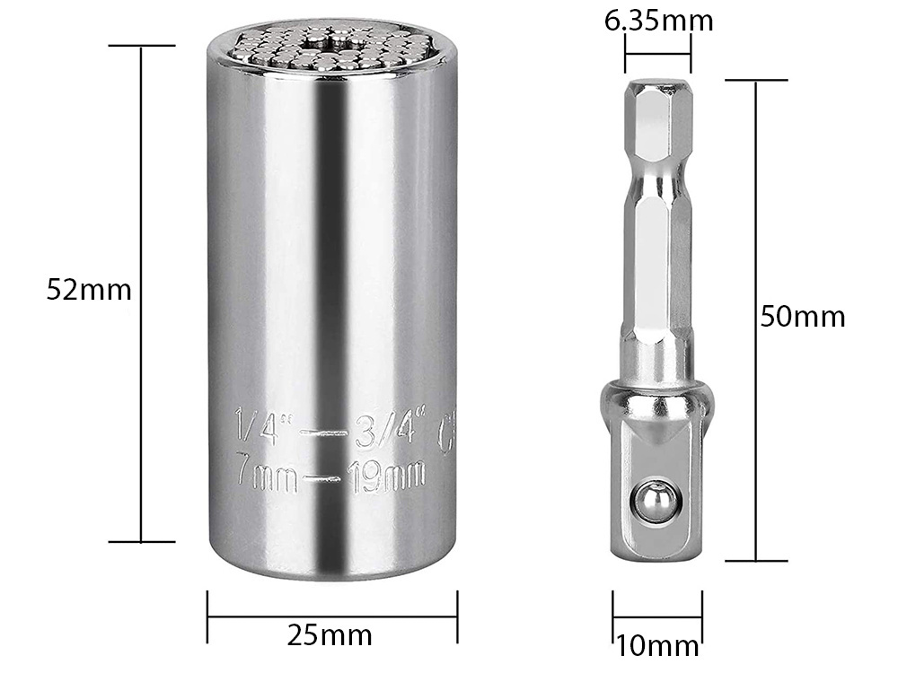 Universal Socket Wrench Grip 7-19 mm with Power Drill Adapter (1)