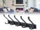 Wall Mounted Coat Rack with 5 Hooks for Entryway or Bathroom, Black
