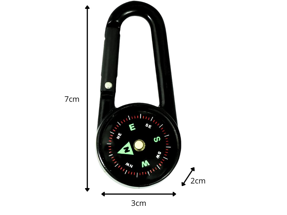 2-in-1 Carabiner Compass and Thermometer Keychain, Black (1)