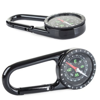 Metal Hiking Compass with Carabiner Clip for Outdoor Navigation