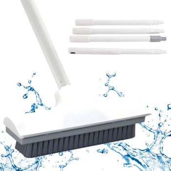 2-in-1 Floor Squeegee with Brush and Adjustable Handle