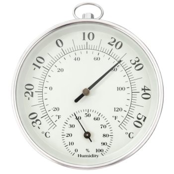 Analog Wall Thermometer with Hygrometer Indoor Outdoor, Grey-Black