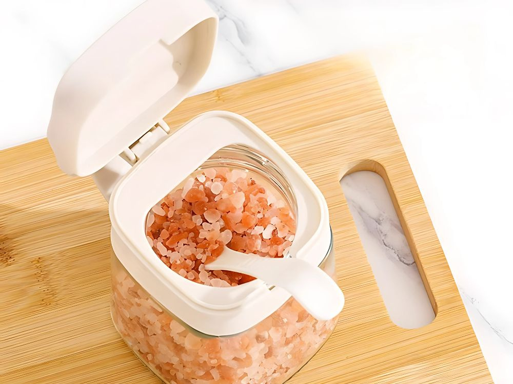 Glass Spice Jar with Handle and Spoon 300ml, White (0)