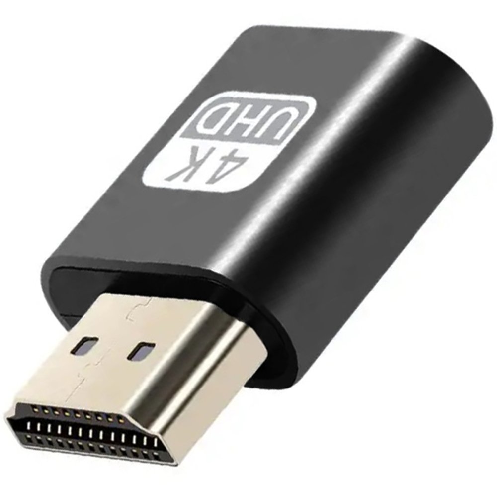 4K HDMI Dummy Plug Display Emulator for Headless GPU Operation, black (0)