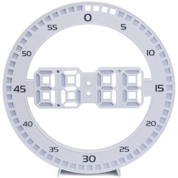 Electronic LED alarm clock with thermometer and backlight, white