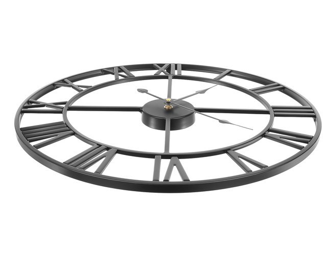 Large Metal Wall Retro Clock with Roman Numerals, Black, 47.5 cm (7)