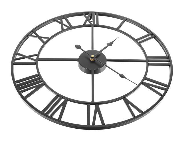 Large Metal Wall Retro Clock with Roman Numerals, Black, 47.5 cm (8)