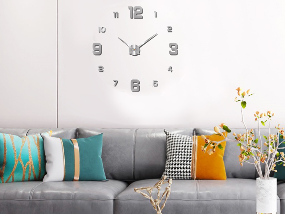 3D Stylish wall clock DIY 130cm, Silver (0)