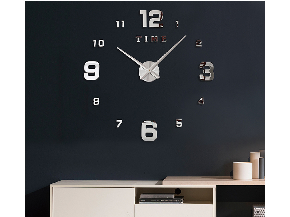 3D Stylish wall clock DIY 130cm, Silver (1)