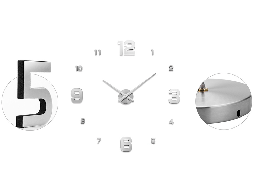 3D Stylish wall clock DIY 130cm, Silver (3)