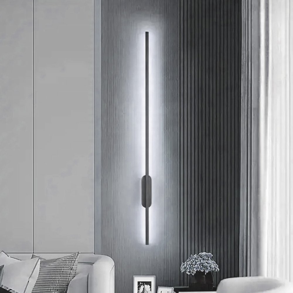 LED Light Wall Lamp Minimalist Sconce, 100cm, 6000K, Black (1)