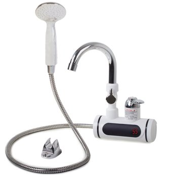 Bathroom/Kitchen Electric Water Heating Tap Faucet with Shower Head and LCD Temperature Display
