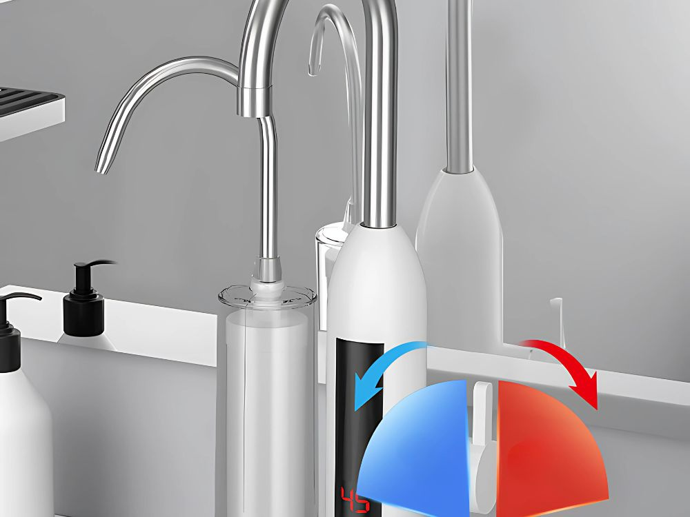 Electric Instant Water Heater Tap with Filter and LCD Display, 3000 W, White (1)