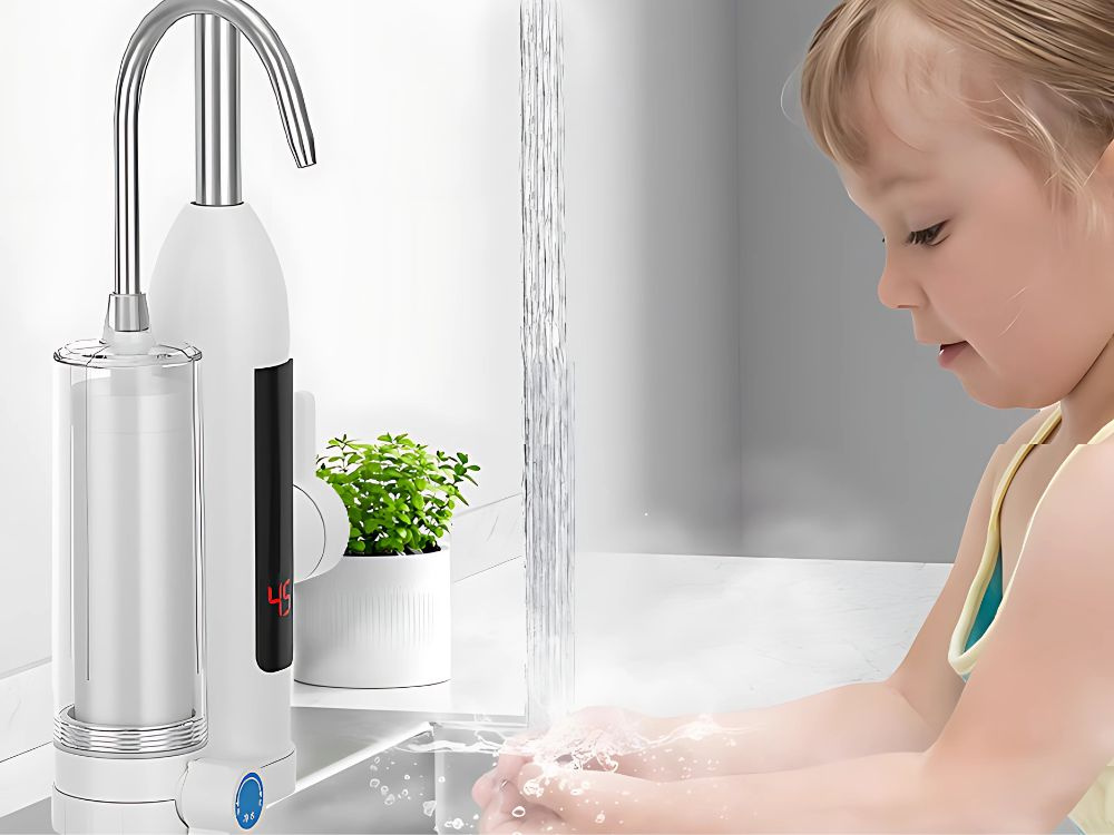 Electric Instant Water Heater Tap with Filter and LCD Display, 3000 W, White (5)
