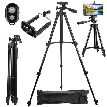 Camera Phone Tripod Stand with Phone Holder and Remote Control, 32-100 cm, Black