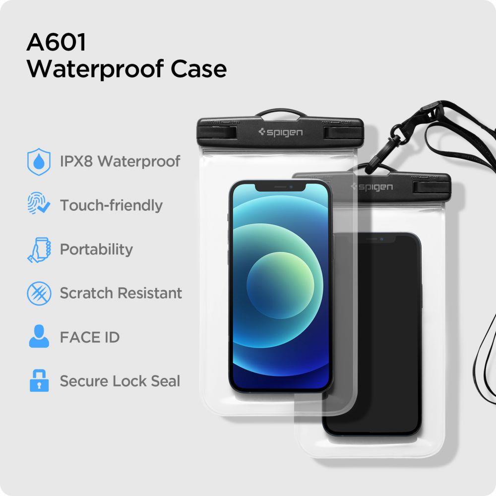 Spigen A601 Waterproof 2 pcs. Phone Bag Case Cover 163 x 90 mm, Clear (4)