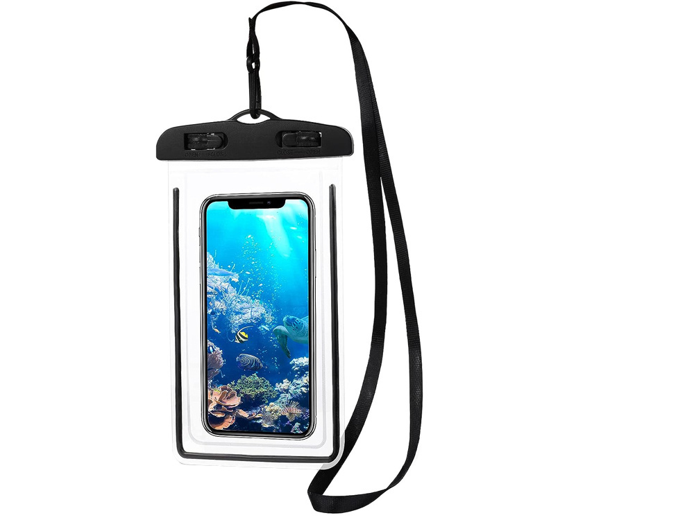 Waterproof phone case for pool, beach, kayak, up to 6.5”, black (0)