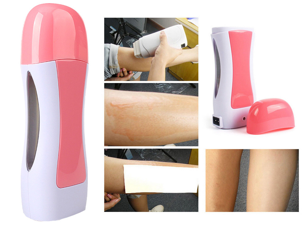 Roll On Waxing Kit with Wax Warmer, Cartridge and Strips, Pink and White (1)
