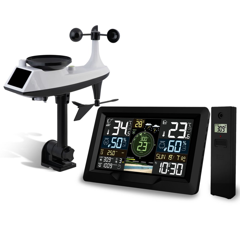 Berdsen Weather Station with Wind & Rain Sensor BD-914, Black (1)