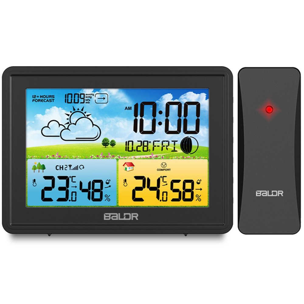 BALDR Weather Station with Display BD-908 - Black, Digital Home Monitor (0)