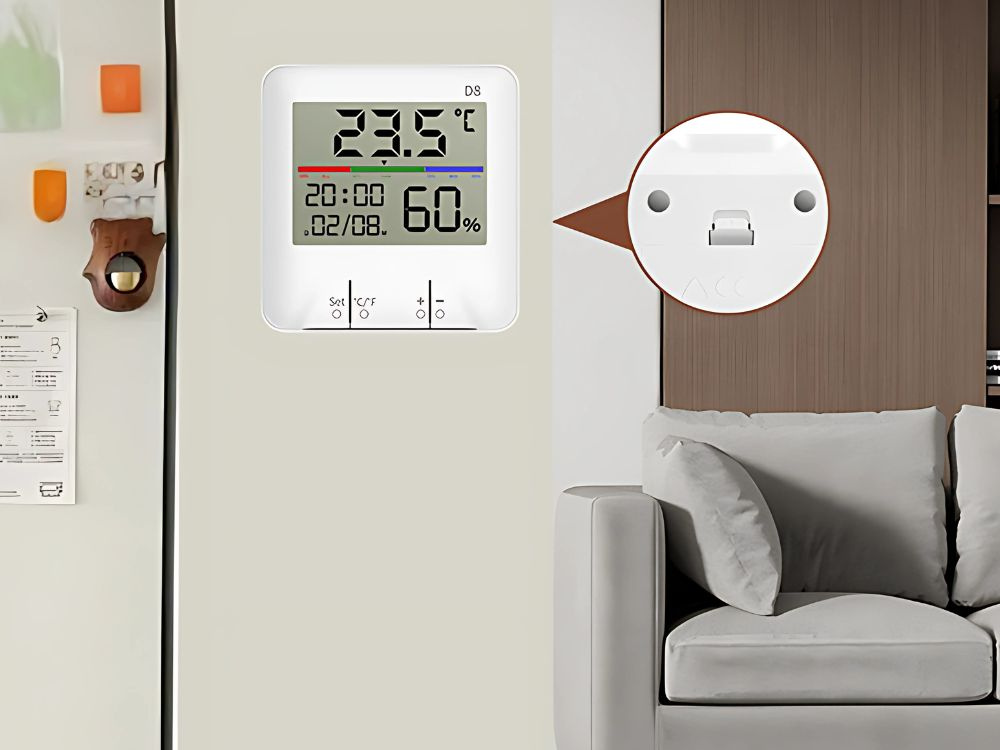 Thermometer weather station internal hygrometer clock battery LCD (2)